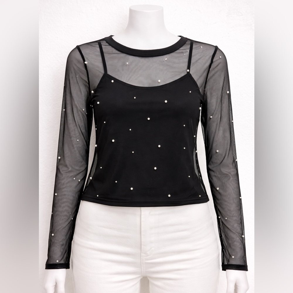 Madden Girl Women’s Black Mesh Top Set | 2-Piece
